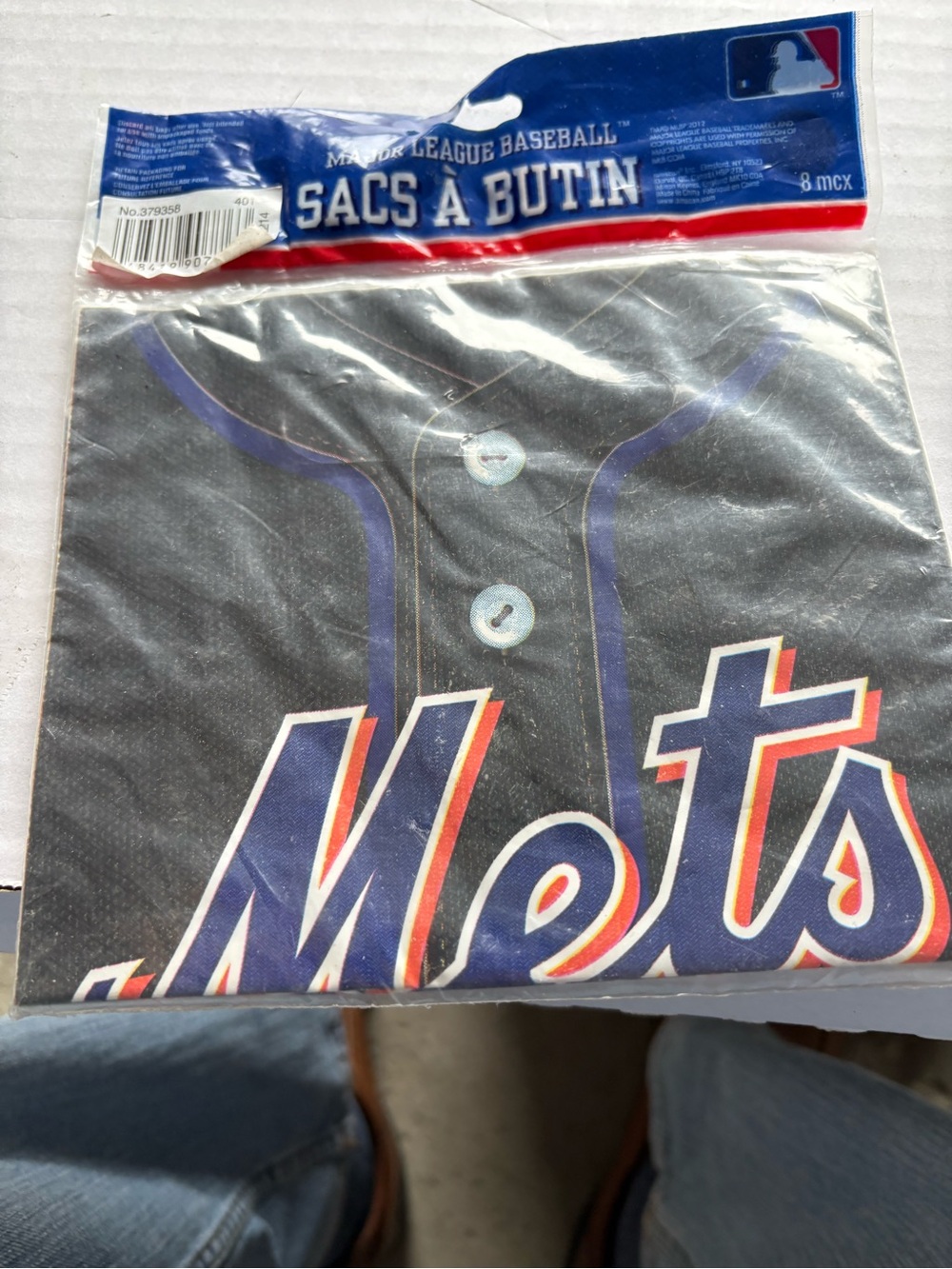 MLB Mets Black and Blue Team-Print Loot Bag, 8 Count